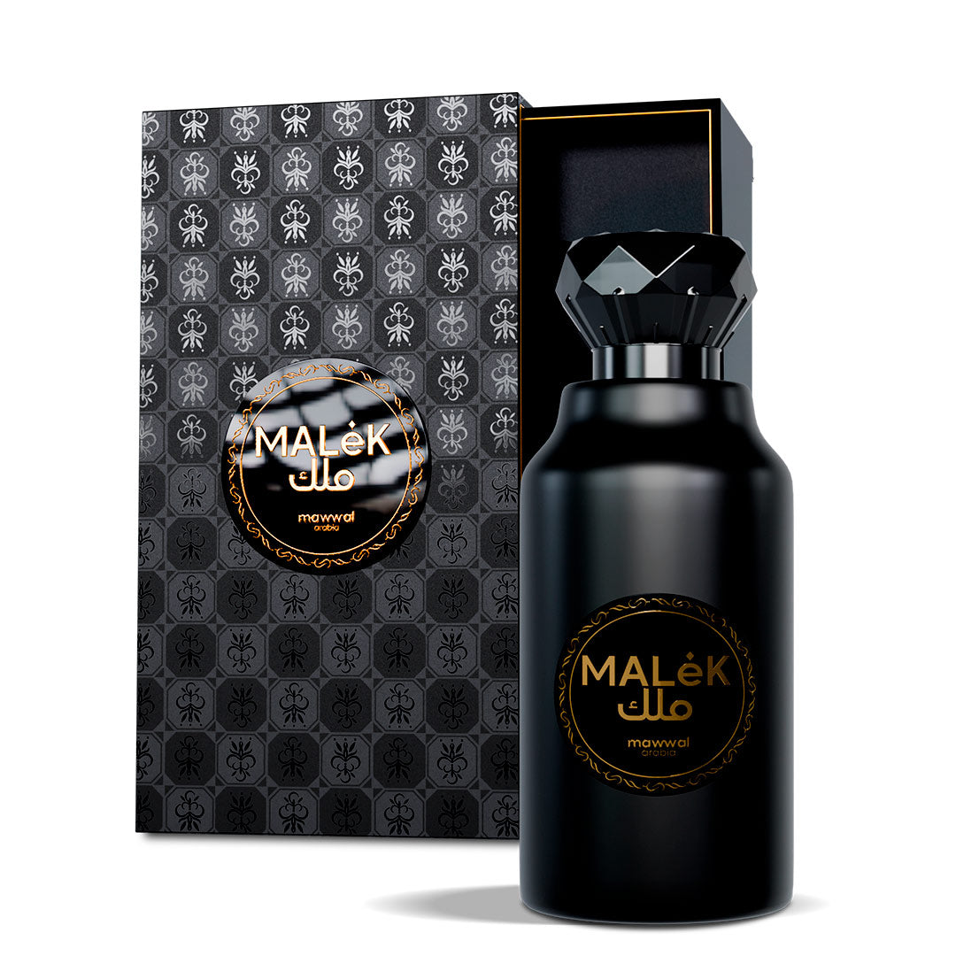 Presentación completa de Mawwal Malek, el mejor perfume árabe de hombre para eventos nocturnos, disponible en Mawwal España.